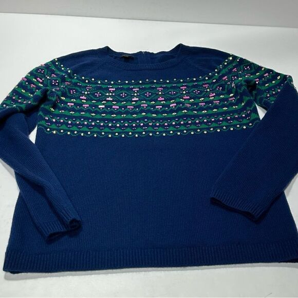 Talbots Lambswool Bejeweled Holiday Sweater Large - Picture 2 of 12